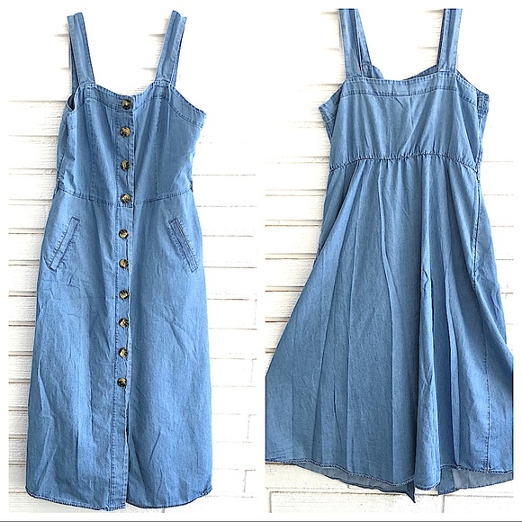 a new day Dresses & Skirts - a new day button up tank dress with pockets sz M